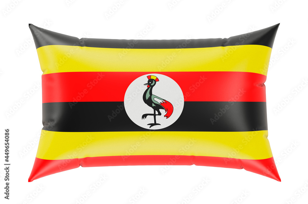 Poster pillow with ugandan flag. 3d rendering