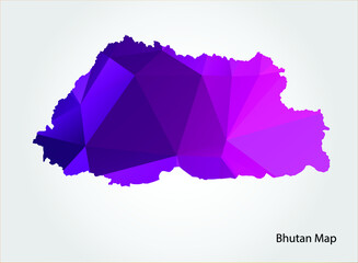Bhutan Map pink Color on white background polygonal
