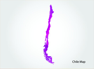  Chile Map pink Color on white background polygonal