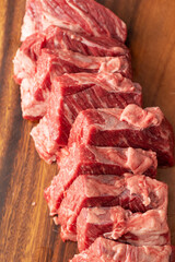 raw meat on a wooden board