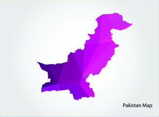 Pakistan Map pink Color on white background polygonal