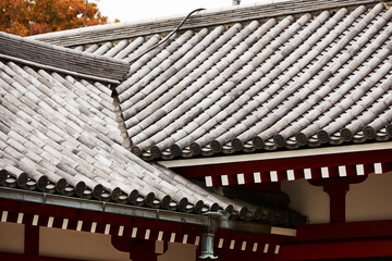 Fototapeta na wymiar Close-up of the roof of a Japanese shrine