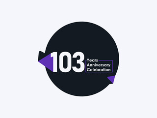 103 Years Anniversary Celebration badge with banner image isolated on white background