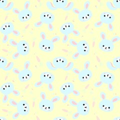 Seamless pattern with cute bunnies, carrots and other elements. Design for clothing, fabric and other items. The illustration is hand-drawn with live lines in the cartun style.