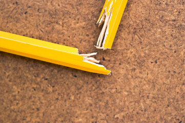 broken drawing pencil, stress and nervous breakdown concept