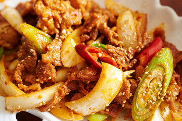 Korean spicy stir fried pork 