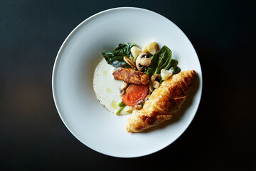 grilled salmon steak with vegetables