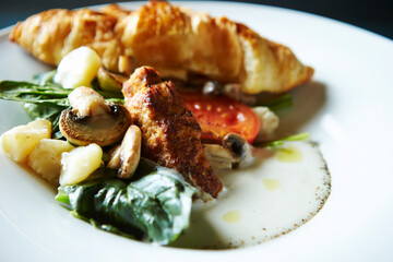 grilled salmon steak with vegetables