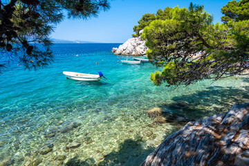 famous Podrace beach in Brela on Makarska riviera in Dalmatia, Croatia