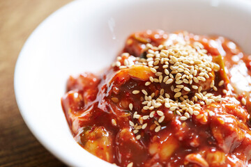 Jeotgal,salted oysters with hot pepper