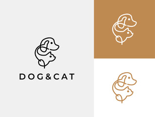 Line Of Head Pet Logo Design. Line Of Head Pet Logo Template. Modern Design. Flat Logo. Vector Illustration