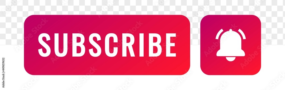 Poster subscribe button with notification bell on. vector illustration. subscribe vector web button