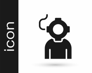 Black Aqualung icon isolated on white background. Diving helmet. Diving underwater equipment. Vector