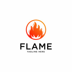 Flame with Circle Letter O logo design