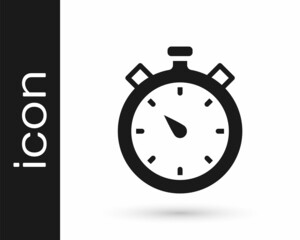 Black Stopwatch icon isolated on white background. Time timer sign. Chronometer sign. Vector