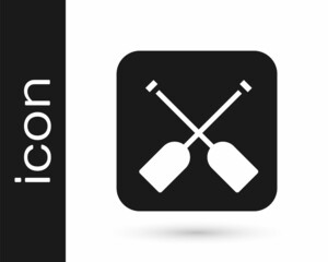 Black Paddle icon isolated on white background. Paddle boat oars. Vector