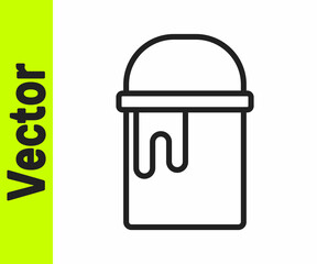 Black line Paint bucket icon isolated on white background. Vector