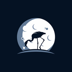 flamingo in the moon logo design