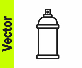 Black line Paint spray can icon isolated on white background. Vector
