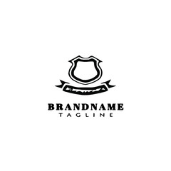 shield with ribbon cartoon logo icon design cute vector illustration