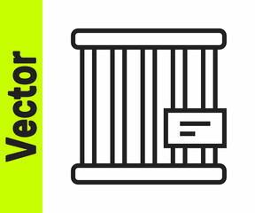 Black line Animal cage icon isolated on white background. Vector