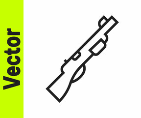 Black line Hunting gun icon isolated on white background. Hunting shotgun. Vector