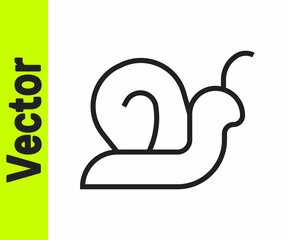 Black line Snail icon isolated on white background. Vector