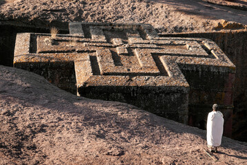 lalibela ancient rock-cut monolithic churches landmark heritage site in ethiopia