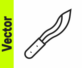 Black line Machete or big knife icon isolated on white background. Vector