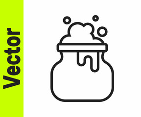 Black line Witch cauldron icon isolated on white background. Happy Halloween party. Vector