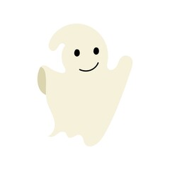 Ghost character emoticon isolated on white background. Vector illustration spooky halloween ghost character.