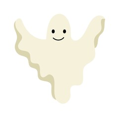 Ghost character emoticon isolated on white background. Vector illustration spooky halloween ghost character.