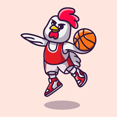 cute chicken playing basketball illustration © Cikiz