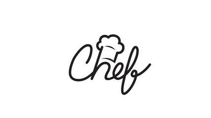 creative chef typography hat text logo vector symbol sign