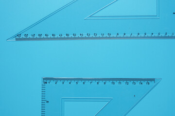 Set square on blue background 