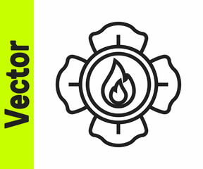 Black line Firefighter icon isolated on white background. Vector