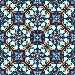 Ornament in oriental style, with a geometric pattern in blue-blue color.Vector illustration