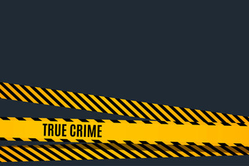 Crime investigation movie screen saver template with yellow and black ribbon. Vector illustration. - obrazy, fototapety, plakaty