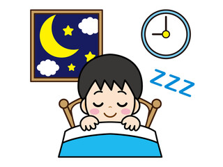 眠る男の子のイラスト素材＿ベクター2