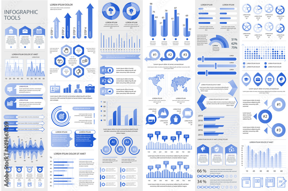 Poster Bundle infographic elements data visualization vector design template. Can be used for steps, business processes, workflow, diagram, flowchart concept, timeline, marketing icons, info graphics.
