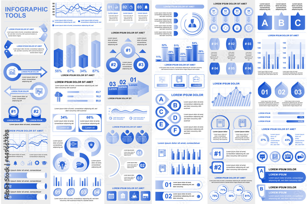 Fototapete bundle infographic elements data visualization vector design template. can be used for steps, busine