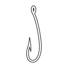 Fish hook vector icon.Outline vector icon isolated on white background fish hook.