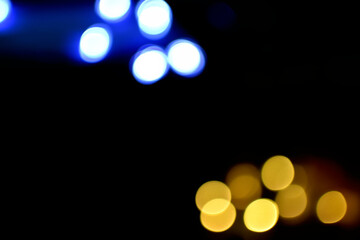 青と黄色の玉ボケ　光の背景