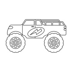 Monster truck vector icon.Outline vector icon isolated on white background monster truck. © Svitlana