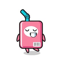 milk box cartoon illustration with a shy expression