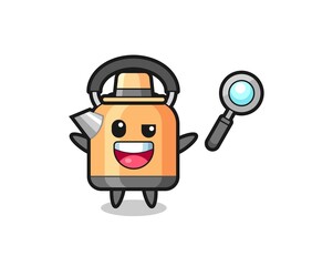 illustration of the kettle mascot as a detective who manages to solve a case
