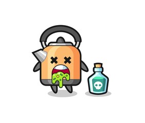 illustration of an kettle character vomiting due to poisoning