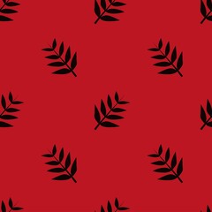 Fototapeta premium branch with leaves. plant seamless stylish print for clothing or print. red bush on black background