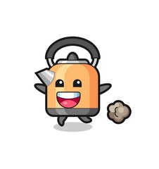 the happy kettle cartoon with running pose