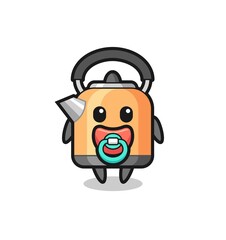 baby kettle cartoon character with pacifier